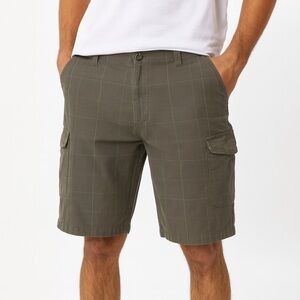 The North Face Men's Green Plaid Cotton Cargo Casual Shorts Waist 38